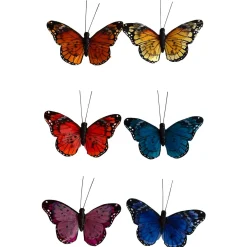 6 Mariposas Decorativas Con Clip De Colores 9 Cm