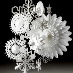 Abanico Decorativo 50cmØ Papel Blanco Copo De Nieve B1