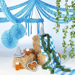 Abanico Decorativo De Papel Roseta 75 Cm Ø Azul Blanco