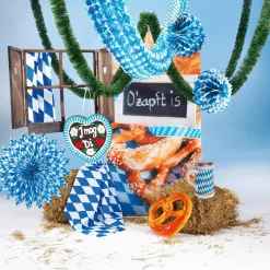 Abanico Decorativo De Papel Roseta 75 Cm Ø Azul Blanco