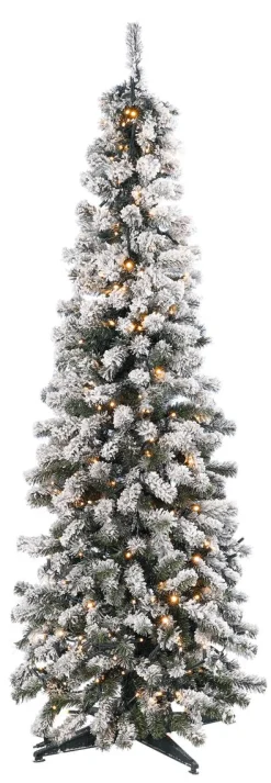 Abeto Artificial, Estrecho, Cubierto De Nieve Con LED 240 Cm