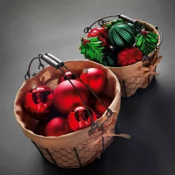 Adorno De Navidad Terciopelo Rojo, 8 Cm, 2 Piezas