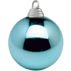 Adornos De Navidad Brillantes De Color Azul Claro, De Plástico Ignífugo, De 6 Cm De Diámetro - 24 Unidades.