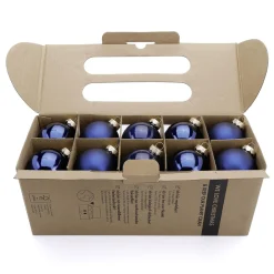 Adornos Navideños De Cristal Con 3 Acabados Diferentes En Azul Oscuro