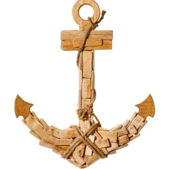 Ancla Rústica De Estilo Marítimo, De 53 Cm De Longitud, Fabricada En Madera