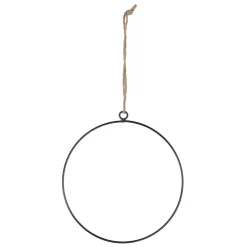 Anillo De Metal Negro Deco Con Percha De Cuerda De Yute 20 Cm Ø