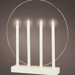 Anillo Deco Blanco Con Velas LED 45 Cm