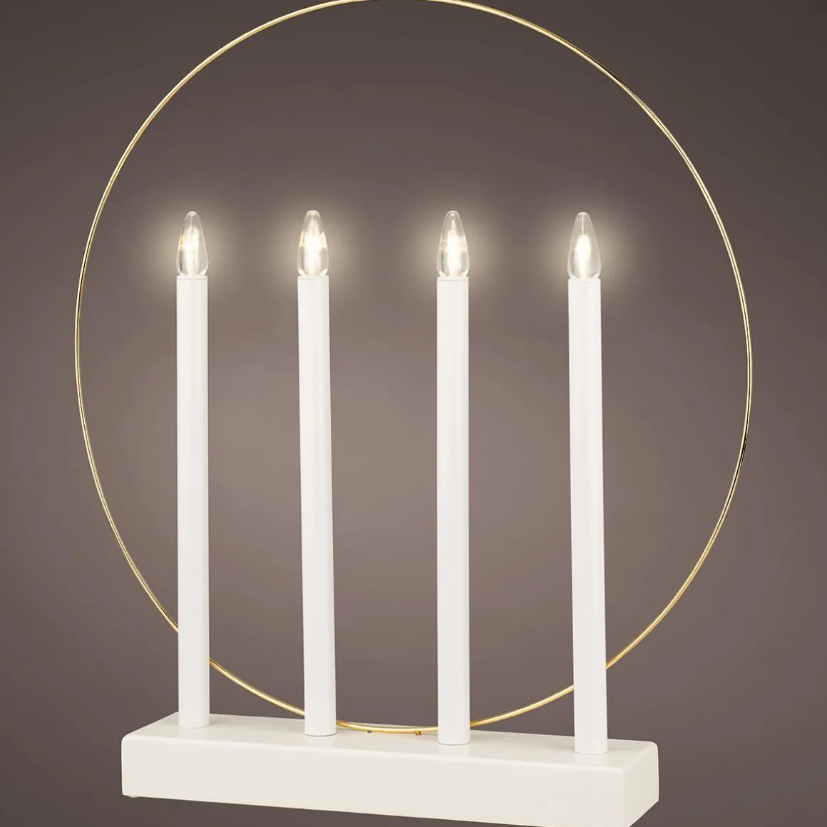 Anillo Deco Blanco Con Velas LED 45 Cm