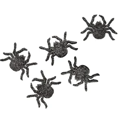 Arañas Decorativas Con Purpurina 72 Unidades En Negro