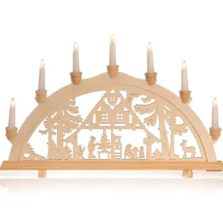 Arco De Vela "Cabaña Del Bosque" 7 Llamas De Madera 58 Cm
