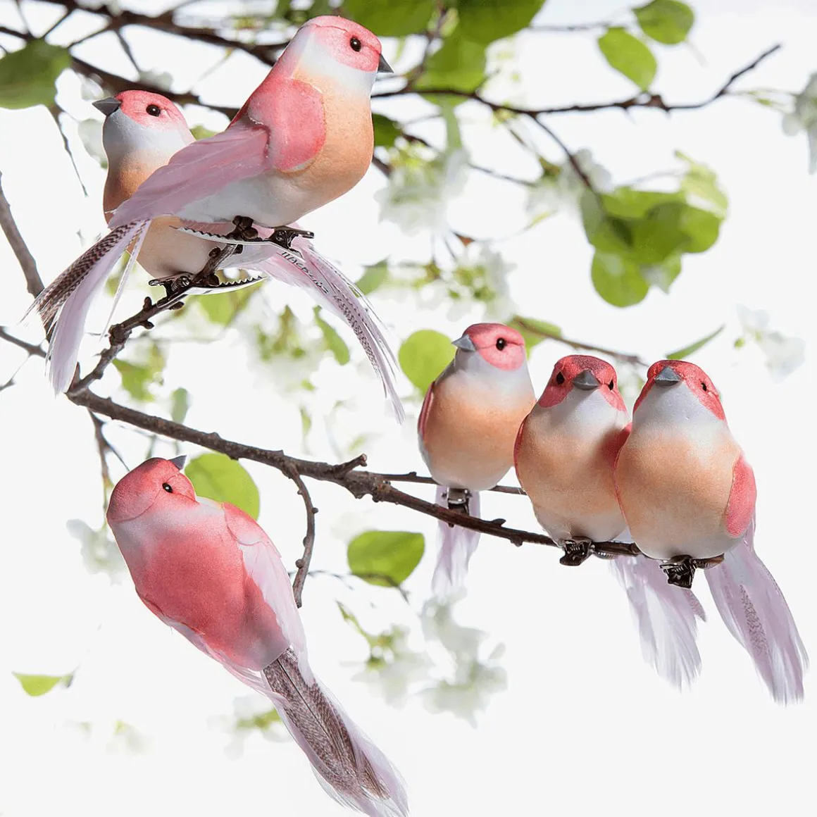 Aves Decorativas, Color Rosa, 10 Cm, 6 Piezas