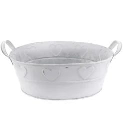 Bañera De Zinc Con Motivo De Corazón Blanco 32 Cm