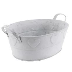 Bañera De Zinc Con Motivo De Corazón Blanco 32 Cm