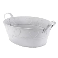 Bañera De Zinc Con Motivo De Corazón Blanco 32 Cm