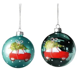 Bola De Navidad Coche De Navidad, 8 Cm, 2 Piezas