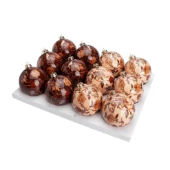 Bola De Navidad De Espuma 12 Uds. 8 Cm Ø Esmaltada Marrón Beige
