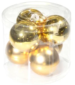 Bola De Navidad De Vidrio 8 Cm, Oro Oscuro, 6 Piezas