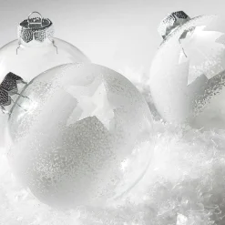 Bola De Navidad De Vidrio 6 Cm, Blanca, 10 Piezas