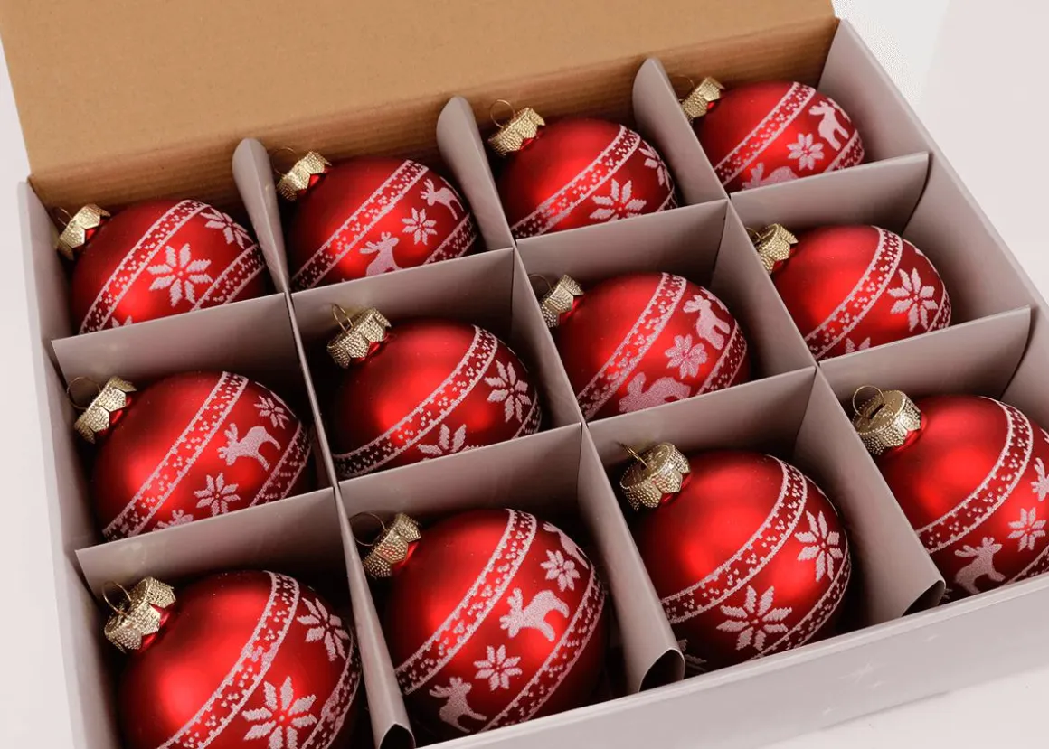Bola De Navidad De Vidrio "Nordic" 8 Cm, 12 Piezas
