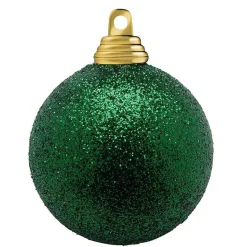 Bolas De Navidad Con Purpurina En Plástico Verde Abeto, 6 Cm Ø - 6 Piezas