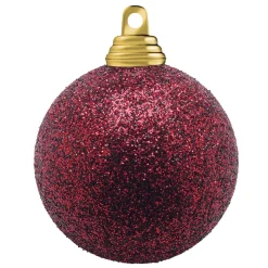 Bolas De Navidad Con Purpurina En Plástico Rojo Oscuro, 6 Cm Ø - 6 Piezas