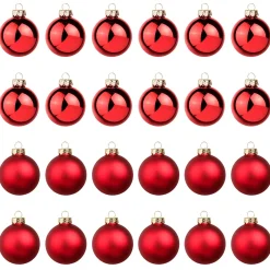 Bolas De Navidad De Cristal Rojo 6 Cm Ø - 24 Piezas
