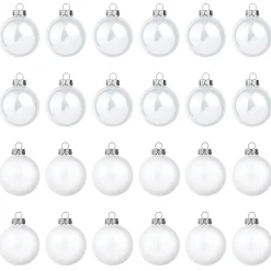 Bolas De Navidad De Cristal Blanco 6 Cm Ø - 24 Piezas