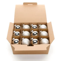 Bolas De Navidad De Cristal Plateado 6 Cm Ø - 24 Piezas