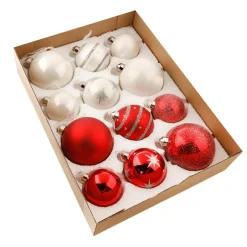 Bolas De Navidad De Cristal 7 - 10 Cm Ø Caja De 12 Unid. Rojas