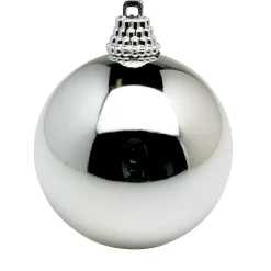 Bolas De Navidad De Plástico Plateado Brillante, 6 Cm Ø - 24 Piezas