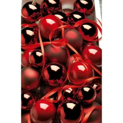 Bolas De Navidad De Plástico Rojo Vino Brillante, 6 Cm Ø - 24 Piezas