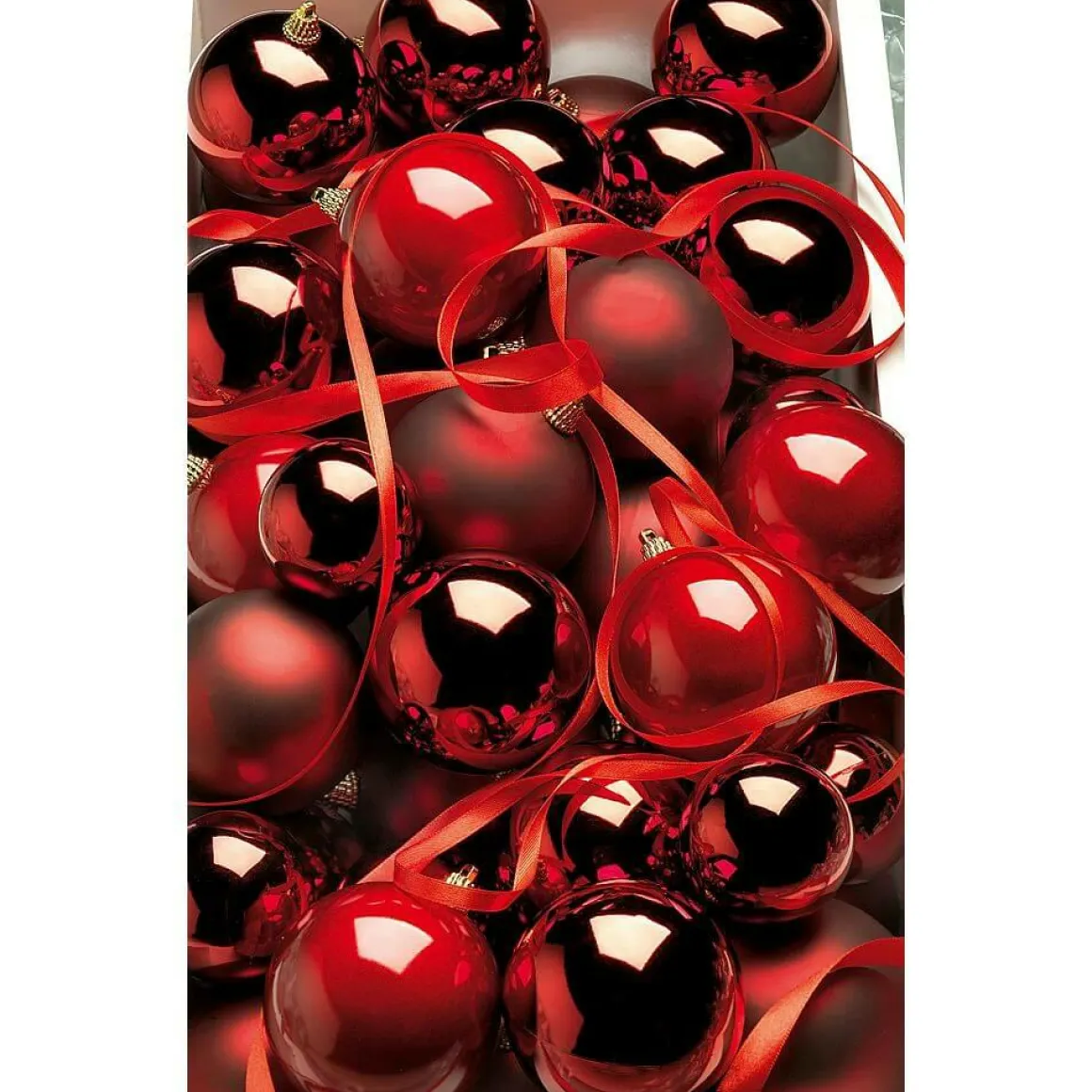 Bolas De Navidad De Plástico Rojo Vino Brillante, 6 Cm Ø - 24 Piezas