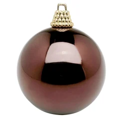 Bolas De Navidad De Plástico Brillante Color Marrón Turrón, 6 Cm Ø - 24 Piezas