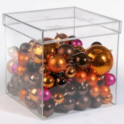 Bolas De Navidad De Plástico Brillante Color Marrón Turrón, 6 Cm Ø - 24 Piezas