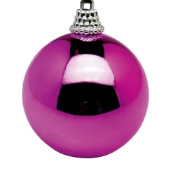 Bolas De Navidad De Plástico Rosa Brillante, 6 Cm Ø - 24 Piezas