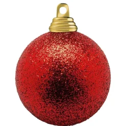Bolas De Navidad De Plástico Con Purpurina En Rojo, 6 Cm Ø - 6 Piezas