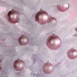 Bolas De Navidad De Plástico Ignífugo Rosa Mate