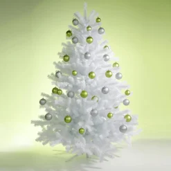 Bolas De Navidad De Plástico Verde Lima Mate, Ignífugo, 6 Cm Ø - 24 Piezas
