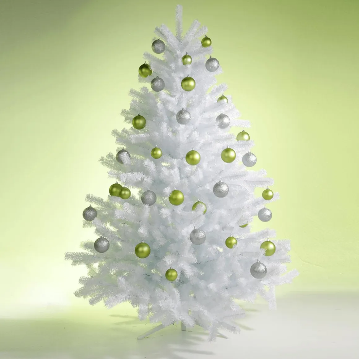 Bolas De Navidad De Plástico Verde Lima Mate, Ignífugo, 6 Cm Ø - 24 Piezas