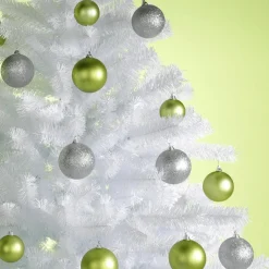 Bolas De Navidad De Plástico Verde Lima Mate, Ignífugo, 6 Cm Ø - 24 Piezas