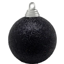 Bolas De Navidad De Purpurina En Plástico Negro, 6 Cm Ø - 6 Piezas