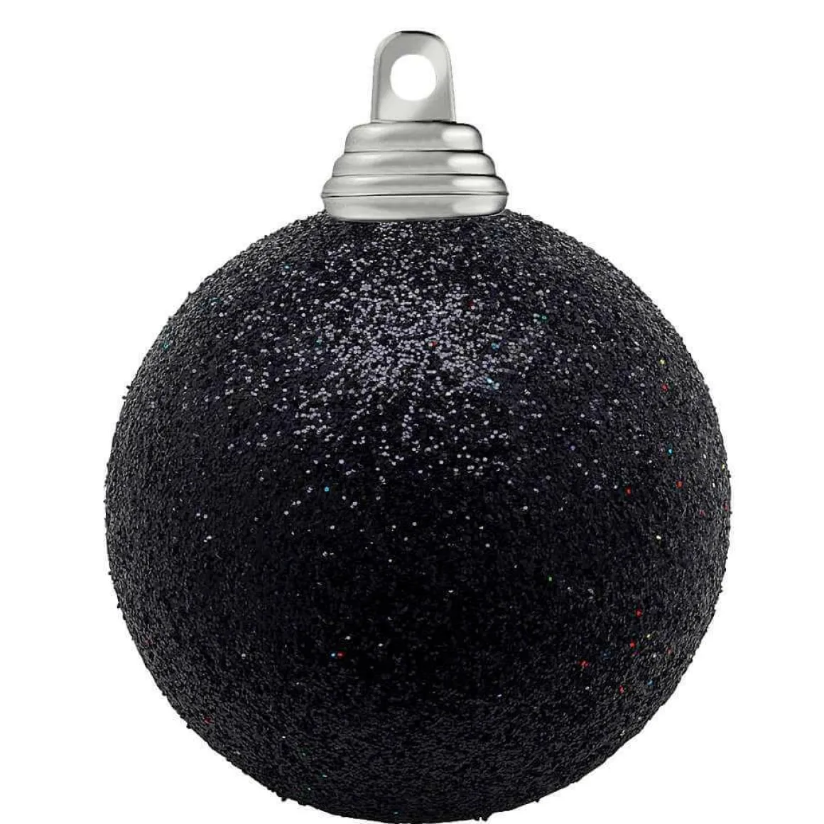 Bolas De Navidad De Purpurina En Plástico Negro, 6 Cm Ø - 6 Piezas