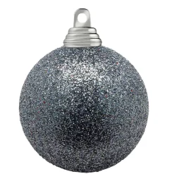 Bolas De Navidad De Purpurina En Plástico Gris Antracita, 10 Cm Ø - 6 Piezas