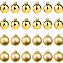 Bolas De Navidad De Vidrio Dorado Oscuro 6 Cm Ø - 24 Piezas