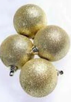 Bolas De Navidad Doradas De Plástico, 6 Cm Ø - 6 Piezas