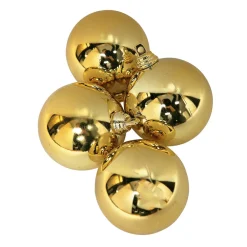Bolas De Navidad Doradas Brillantes De Plástico Ignífugo De 6 Cm De Diámetro - 24 Unidades.