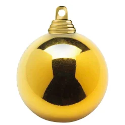 Bolas De Navidad Doradas, Brillantes, De Plástico Ignífugo, 6 Cm Ø - 24 Unidades.