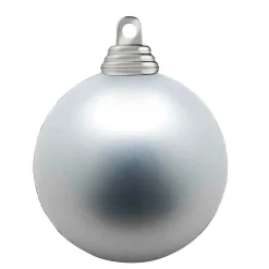 Bolas De Navidad Plateadas, Mate, De Plástico Ignífugo, 6 Cm Ø - 24 Piezas