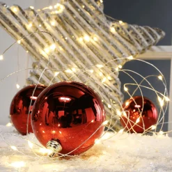 Bolas De Navidad Rojas Y Brillantes De Plástico Ignífugo 6 Cm Ø - 24 Piezas