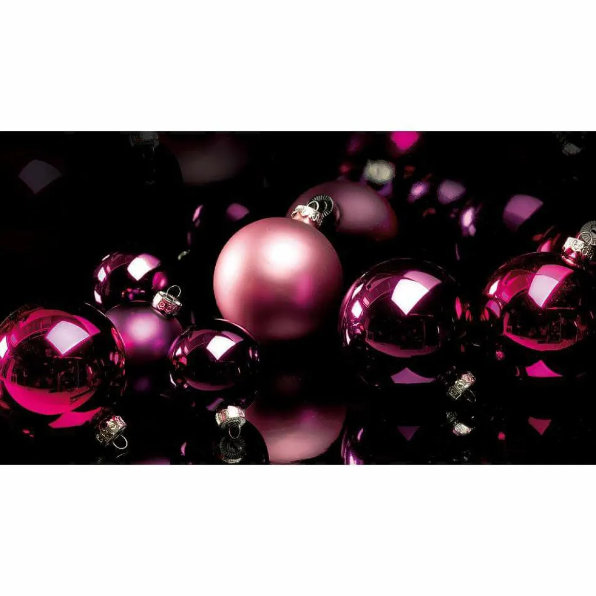 Bolas De Navidad Rosas Y Brillantes De Plástico Ignífugo De 6 Cm De Diámetro - 24 Unidades.